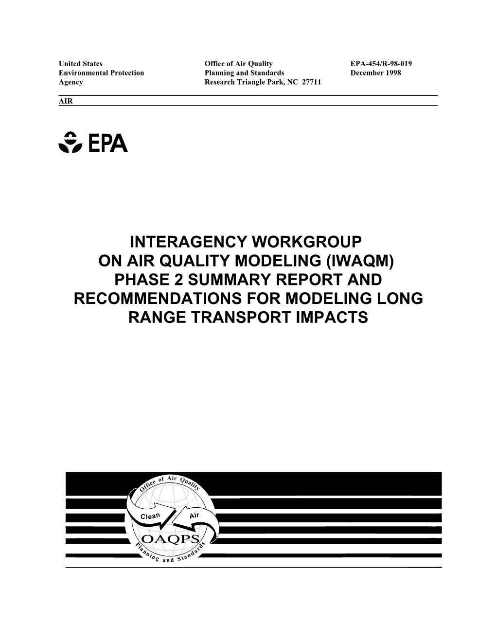 Phase 2 Summary Report and Recommendations for Modeling Long Range Transport Impacts