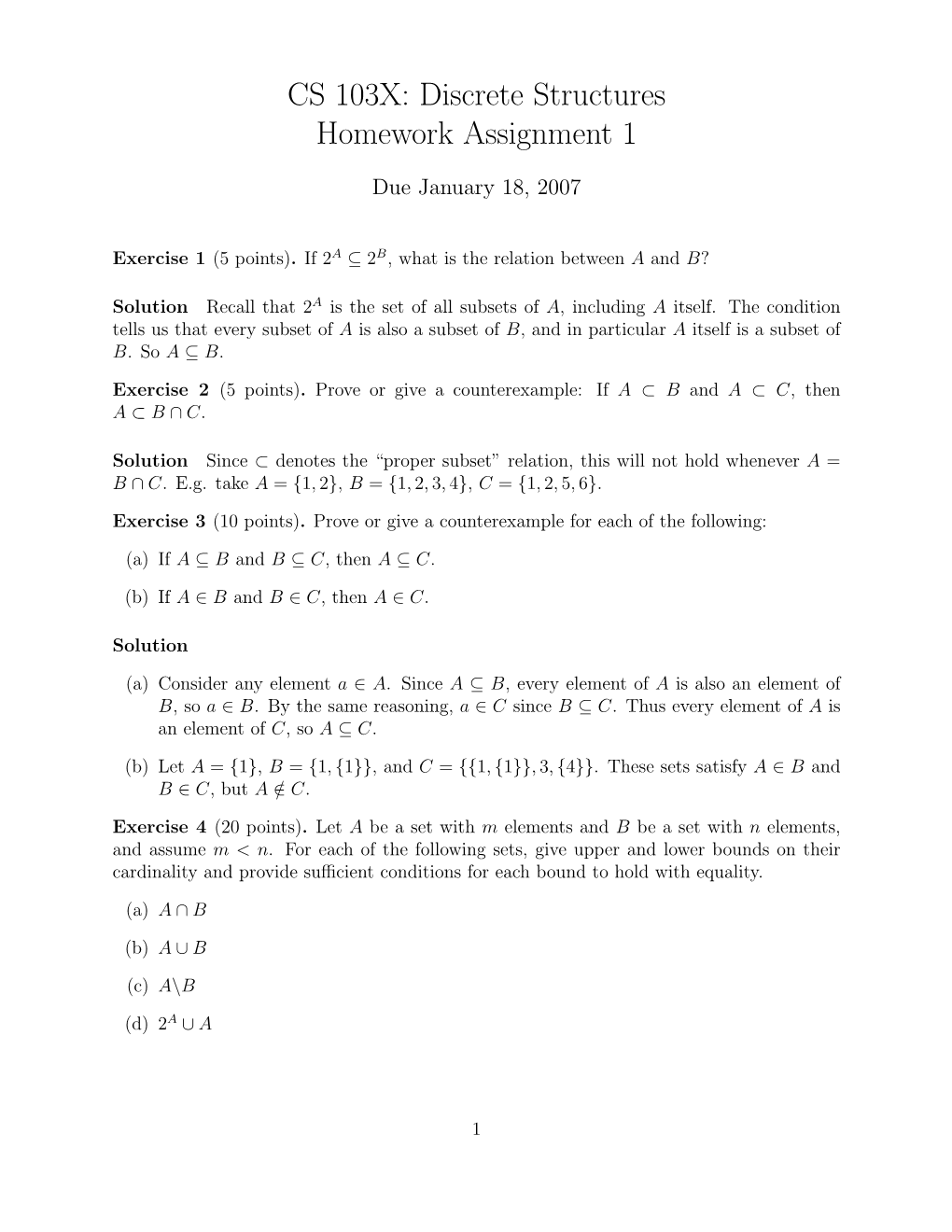 CS 103X: Discrete Structures Homework Assignment 1