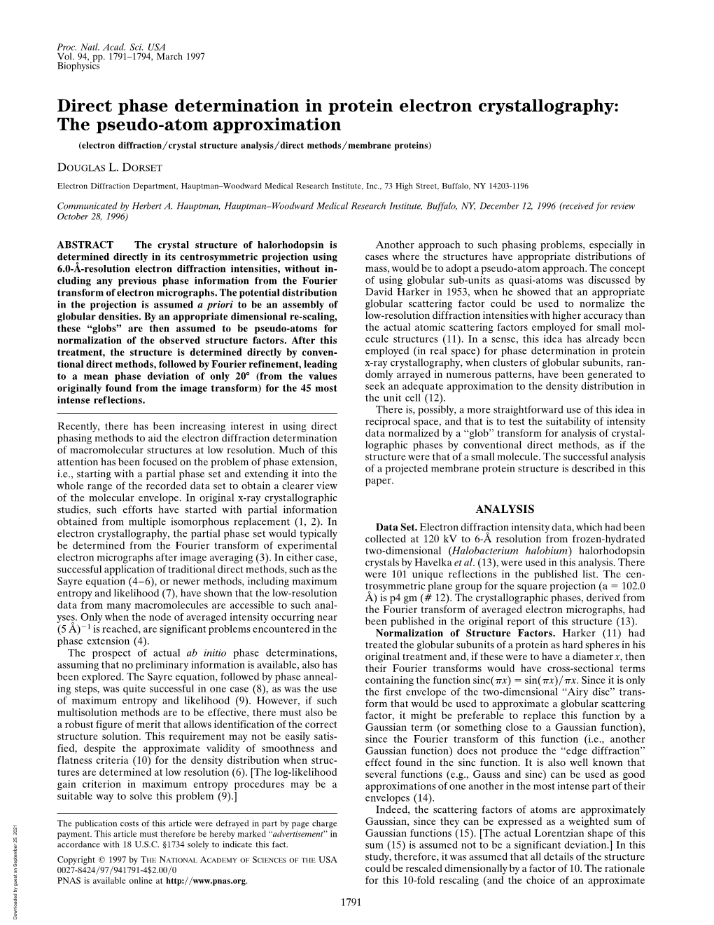 Direct Phase Determination in Protein Electron Crystallography