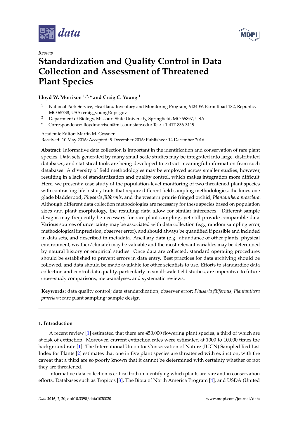 Standardization and Quality Control in Data Collection and Assessment of Threatened Plant Species