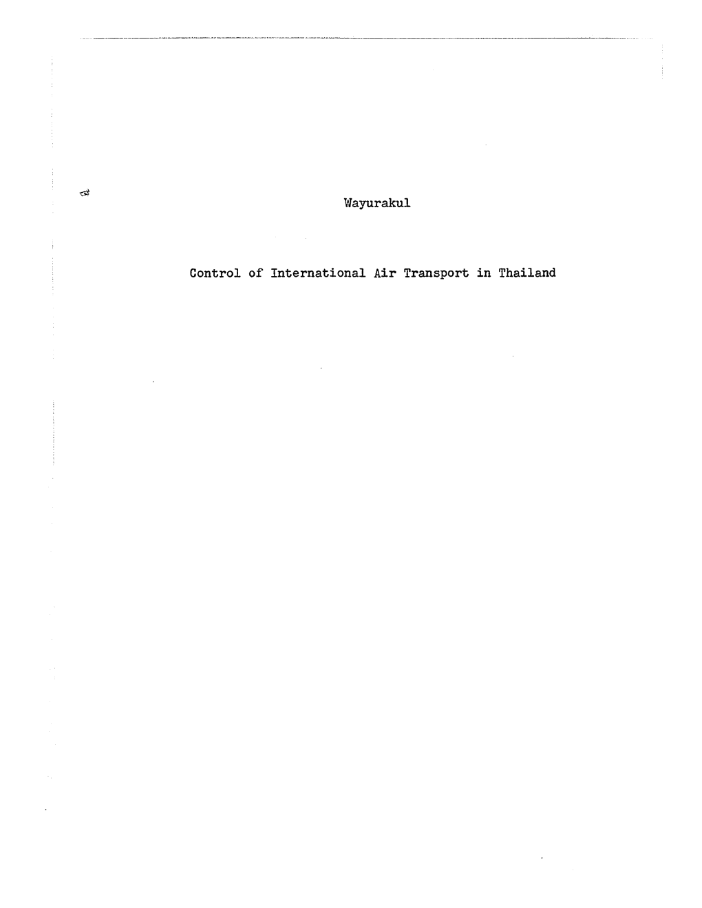 Wayurakul Control of International Air Transport in Thailand