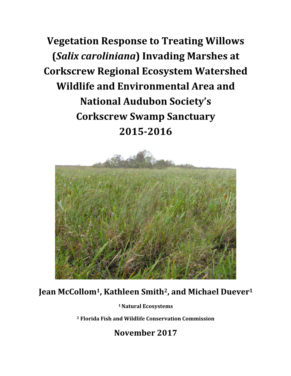 Vegetation Response to Treating Willows (Salix Caroliniana)