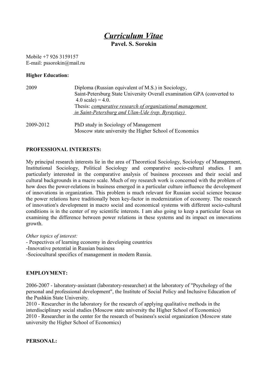 Curriculum Vitae s268