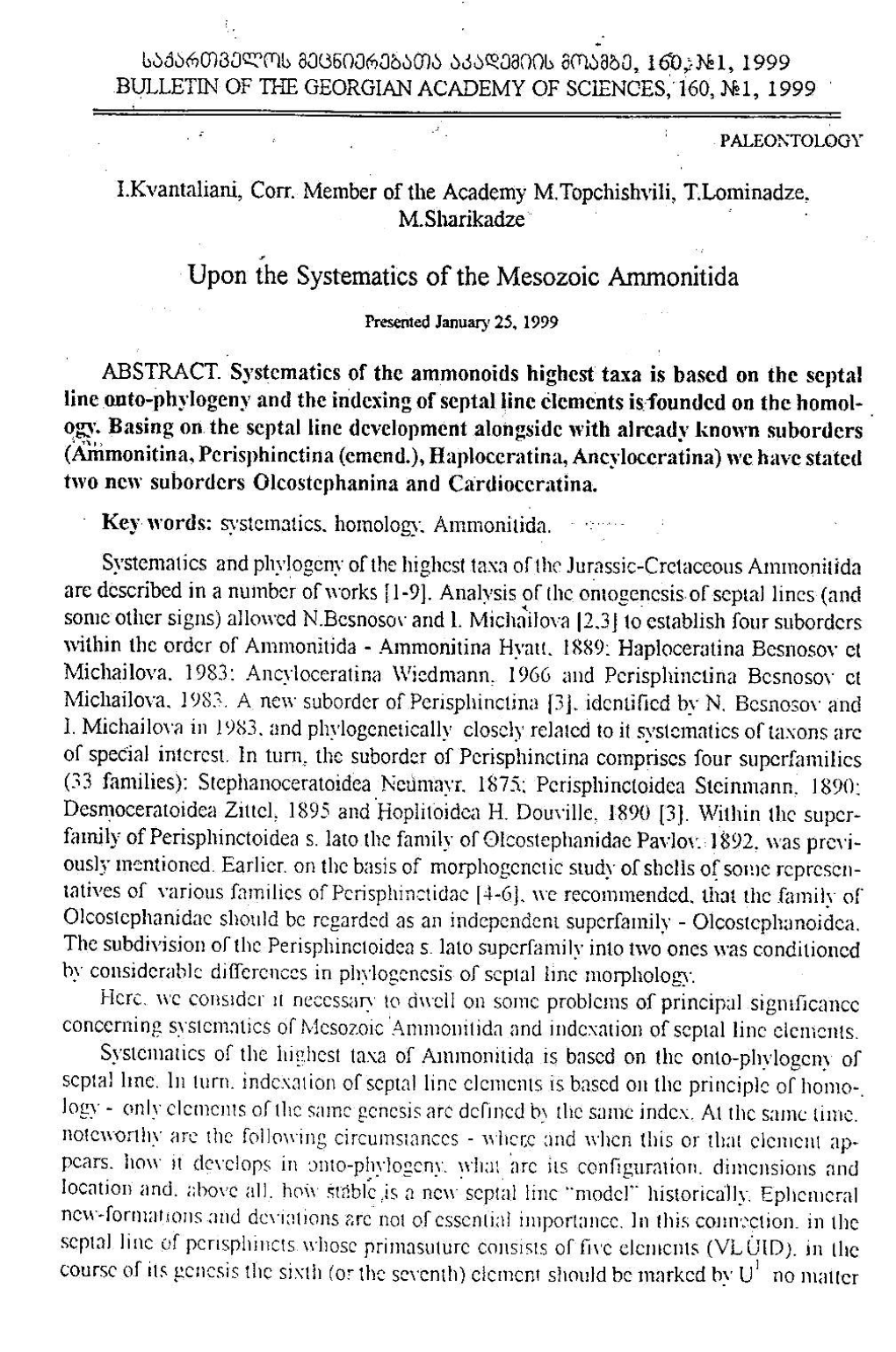 Upon the Systematics of the Mesozoic Ammonitida