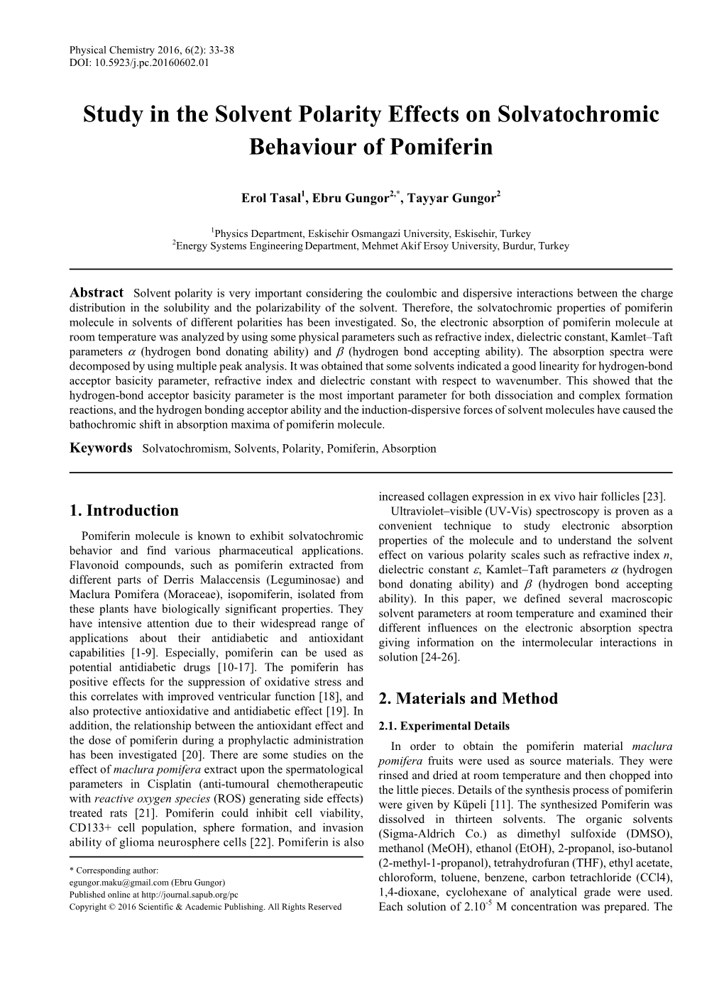 Solvatochromism, Solvents, Polarity, Pomiferin, Absorption