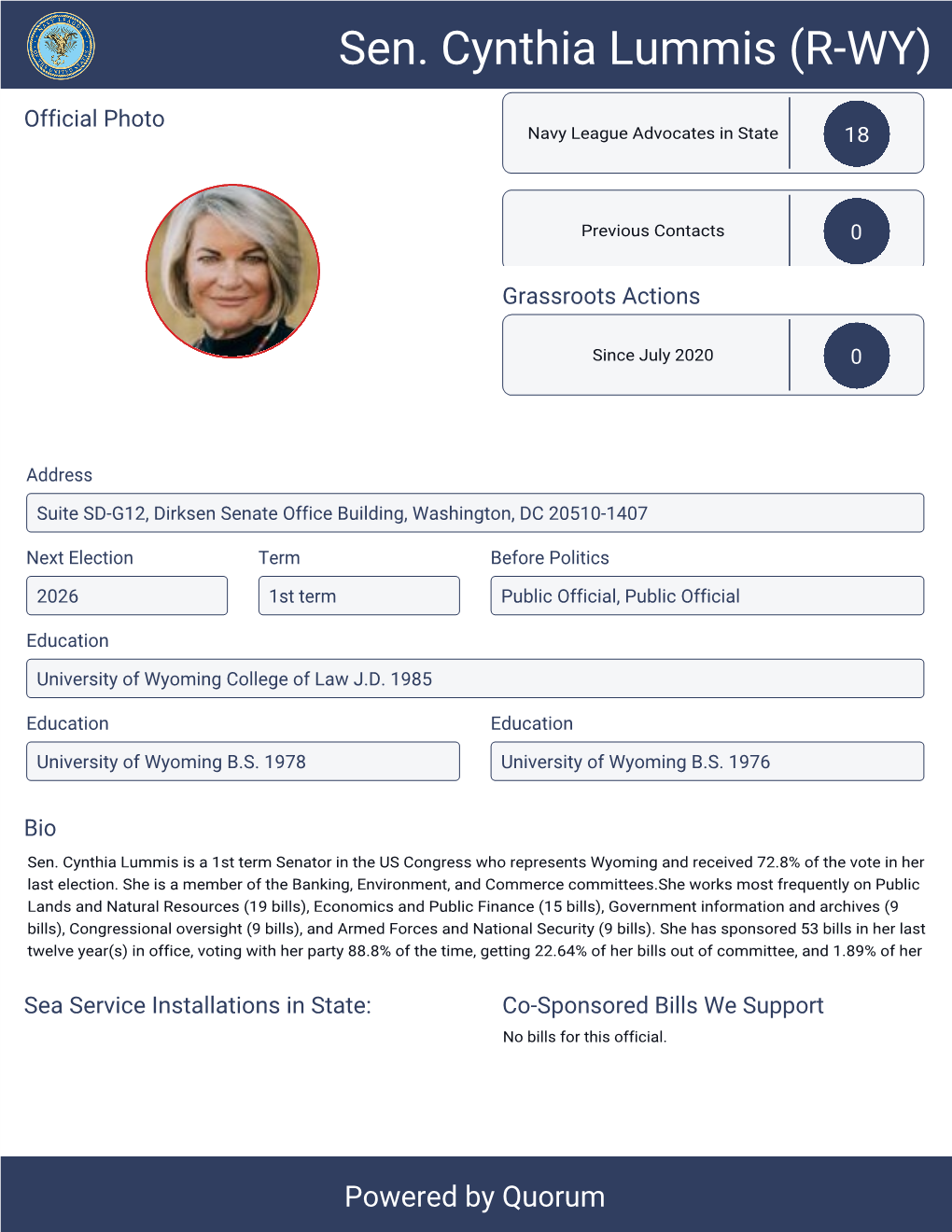 Sen. Cynthia Lummis (R-WY)