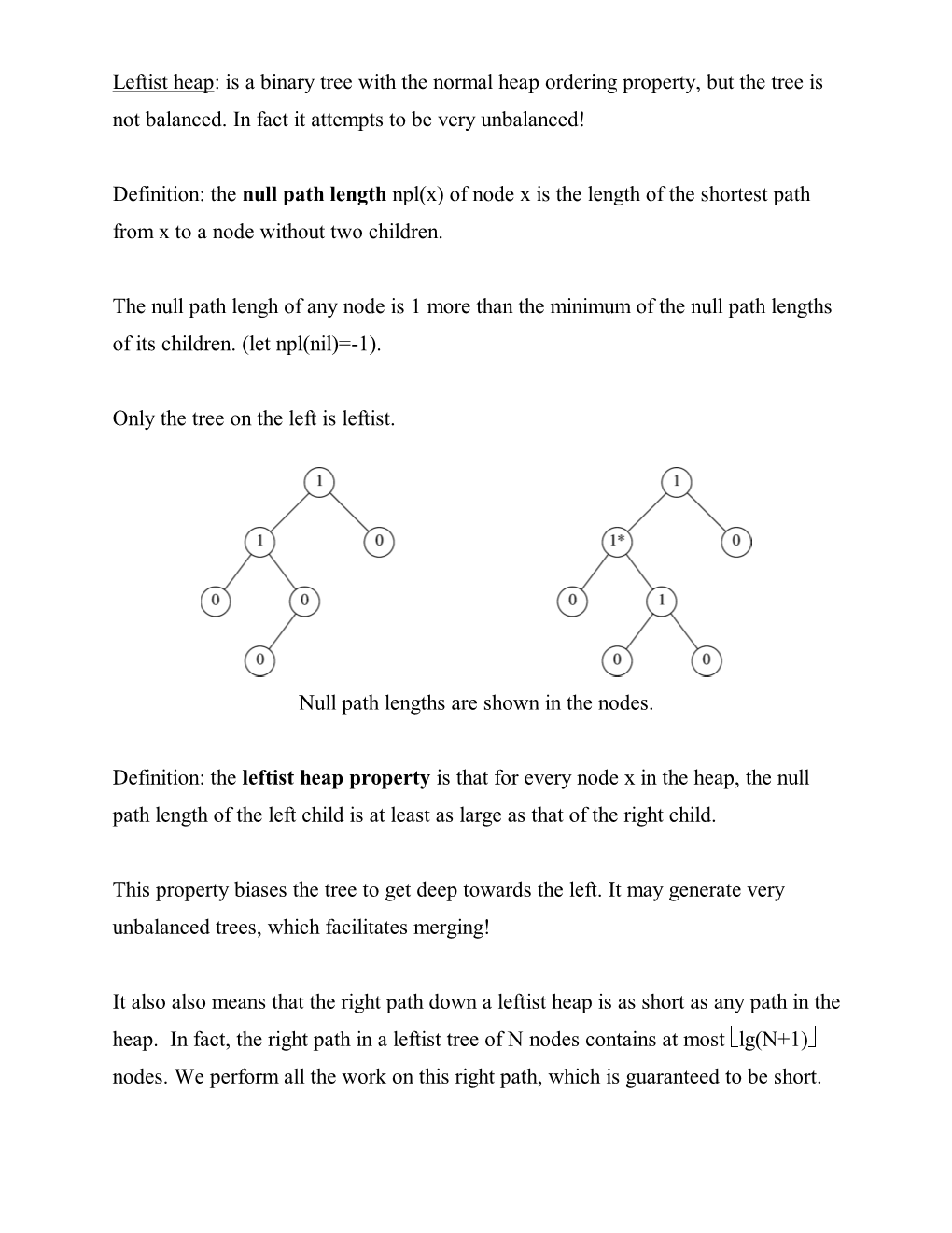 Leftist Heap: Is a Binary Tree with the Normal Heap Ordering Property, but the Tree Is Not Balanced. in Fact It Attempts to Be Very Unbalanced!