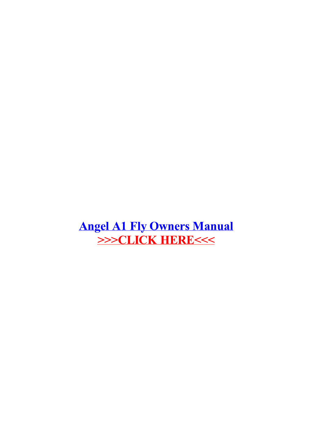 Angel A1 Fly Owners Manual