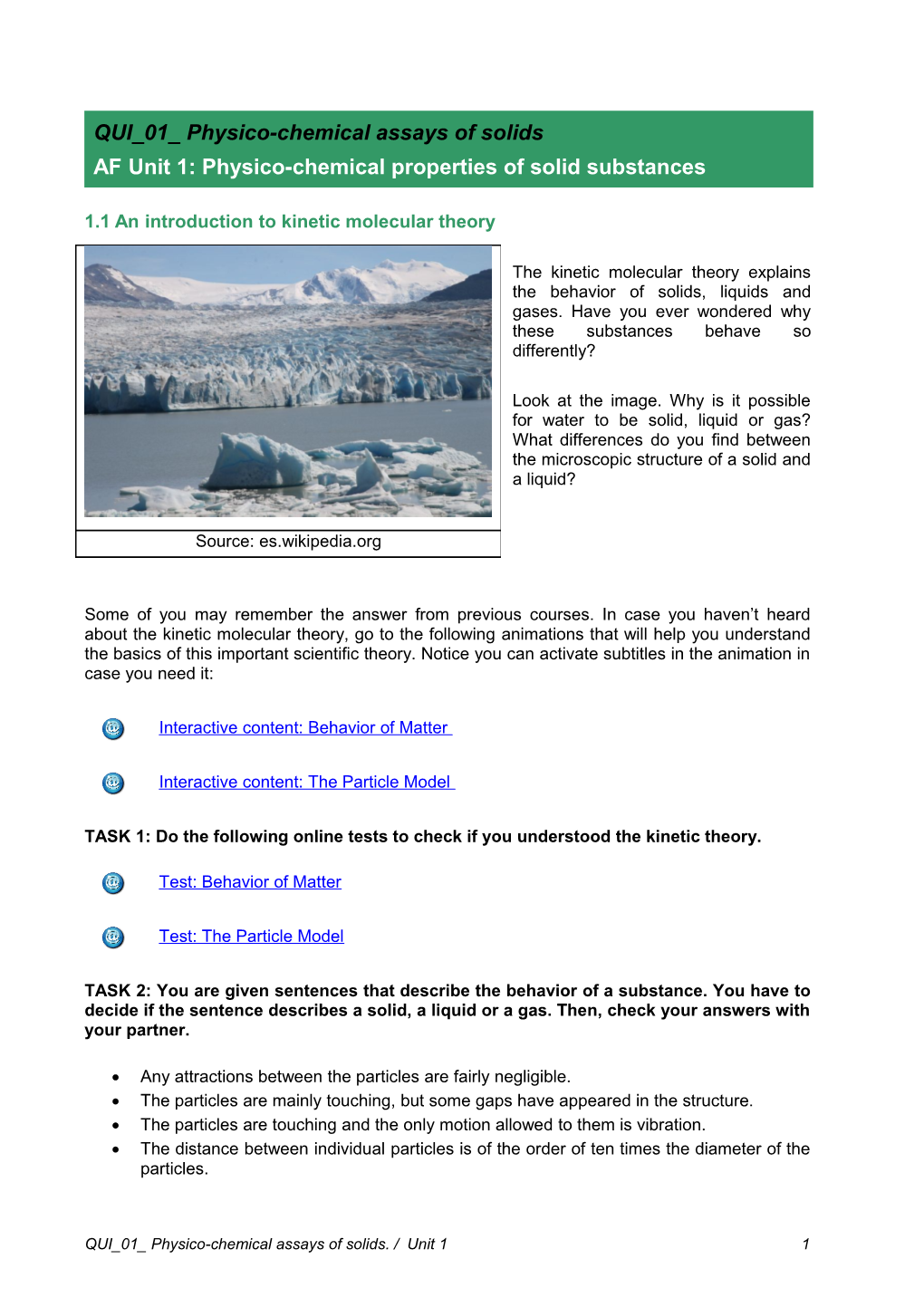 1.1An Introduction to Kinetic Molecular Theory