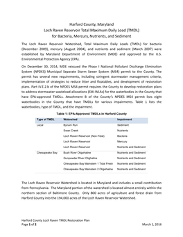 (TMDL) for Bacteria, Mercury, Nutrients, and Sediment