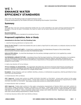 Water Efficiency Standards We 1: Enhance Water Efficiency Standards