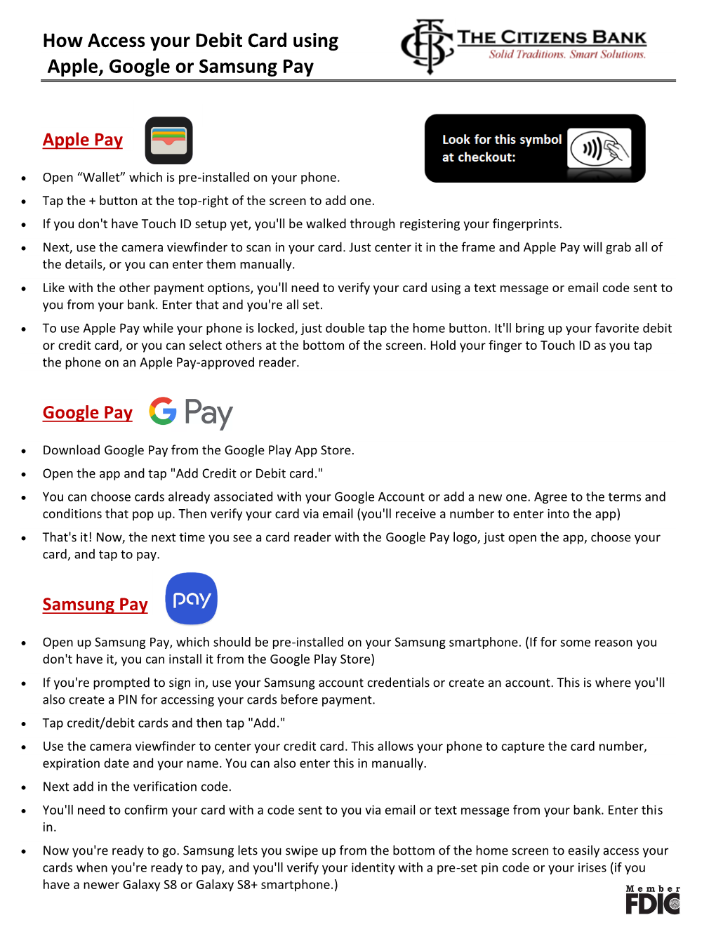 How Access Your Debit Card Using Apple, Google Or Samsung Pay