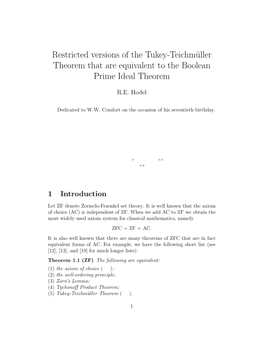 Restricted Versions of the Tukey-Teichmüller Theorem That Are Equivalent to the Boolean Prime Ideal Theorem