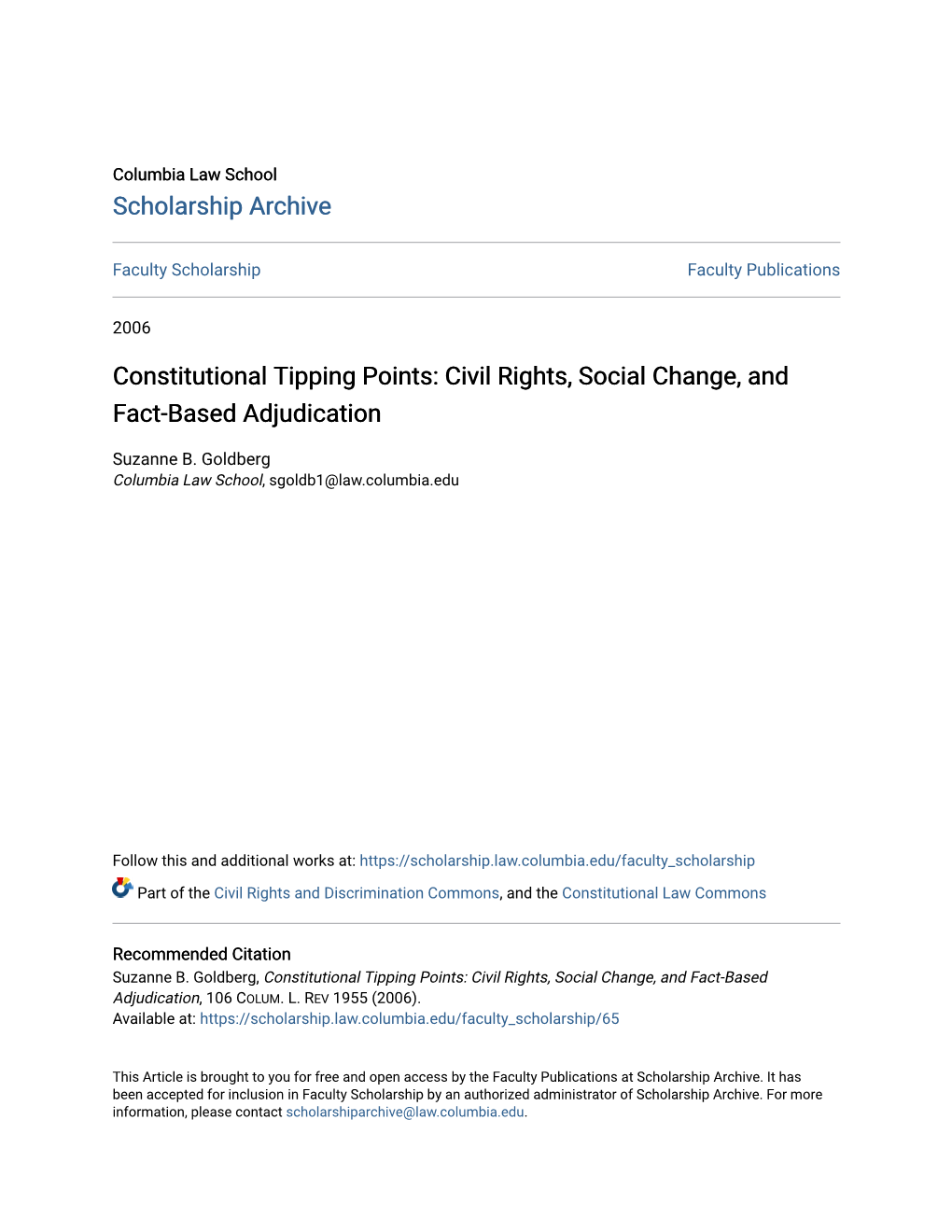 Constitutional Tipping Points: Civil Rights, Social Change, and Fact-Based Adjudication