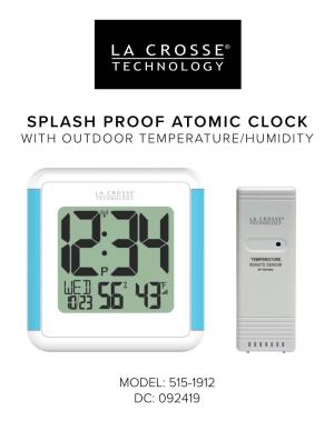 Splash Proof Atomic Clock with Outdoor Temperature/Humidity