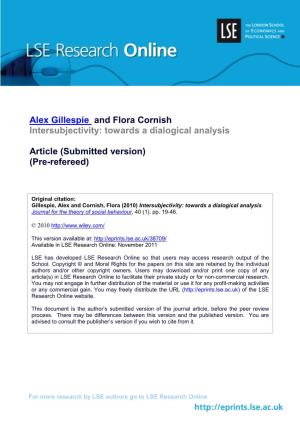 Alex Gillespie and Flora Cornish Intersubjectivity: Towards a Dialogical Analysis