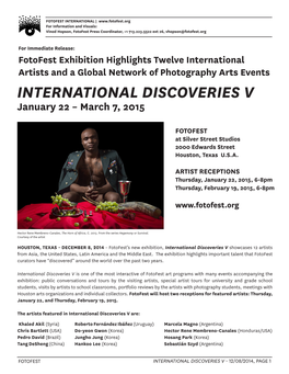 INTERNATIONAL DISCOVERIES V January 22 – March 7, 2015