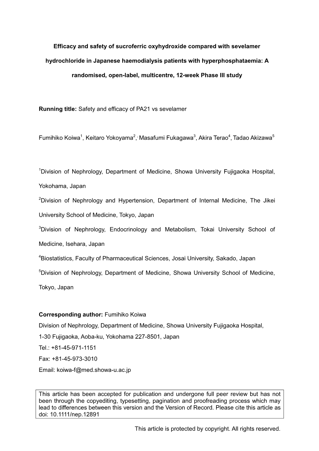 Efficacy and Safety of Sucroferric Oxyhydroxide Compared with Sevelamer