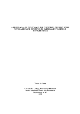 A Reappraisal of Intuition in the Perception of Urban Space with Particular Reference to Cultural Development in South Korea