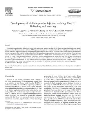 Development of Niobium Powder Injection Molding. Part II: Debinding and Sintering