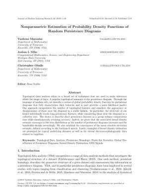 Nonparametric Estimation of Probability Density Functions of Random Persistence Diagrams