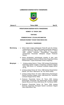 Peraturan Daerah Kota Tangerang
