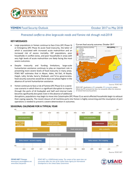 Protracted Conflict to Drive Large-Scale Needs and Famine Risk Through Mid-2018