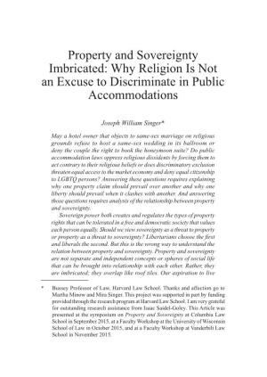Property and Sovereignty Imbricated: Why Religion Is Not an Excuse to Discriminate in Public Accommodations