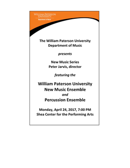 William Paterson University New Music Ensemble Percussion