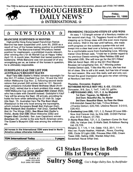 Lot DAILY NEWS" September 10, 1999 a INTERNATIONAL A