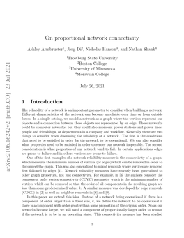 On Proportional Network Connectivity Arxiv:2106.16242V2 [Math.CO] 23 Jul 2021