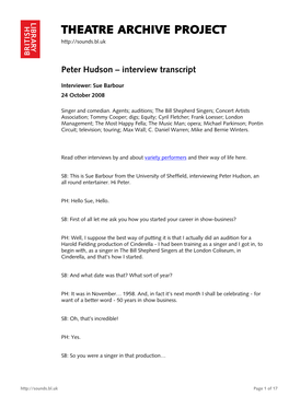 Interview with Peter Hudson