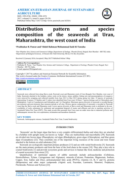 Distribution Pattern and Species Composition of the Seaweeds at Uran