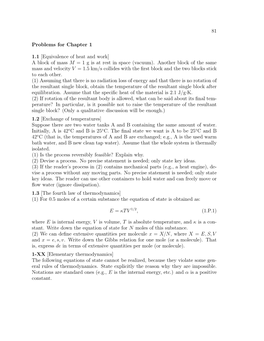 81 Problems for Chapter 1 1.1 [Equivalence of Heat and Work]