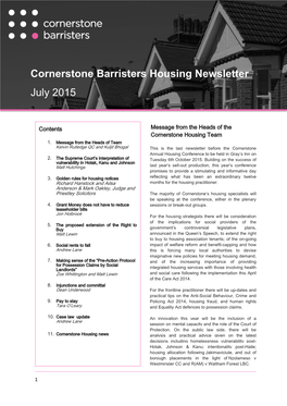 Cornerstone Barristers Housing Newsletter July 2015
