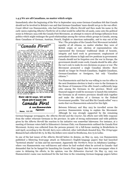 1.4.3 We Are All Canadians, No Matter Which Origin Immediately After the Beginning of the War in September 1914 Some German-Cana