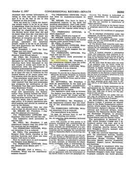 October 2, 1987 CONGRESSIONAL RECORD-SENATE 26303 Derstand That Certain Information Re- the PRESIDING OFFICER