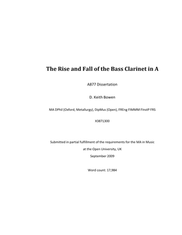 The Rise and Fall of the Bass Clarinet in A