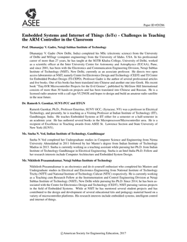 Embedded Systems and Internet of Things (Iots) - Challenges in Teaching the ARM Controller in the Classroom