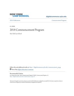 2018 Commencement Program New York Law School