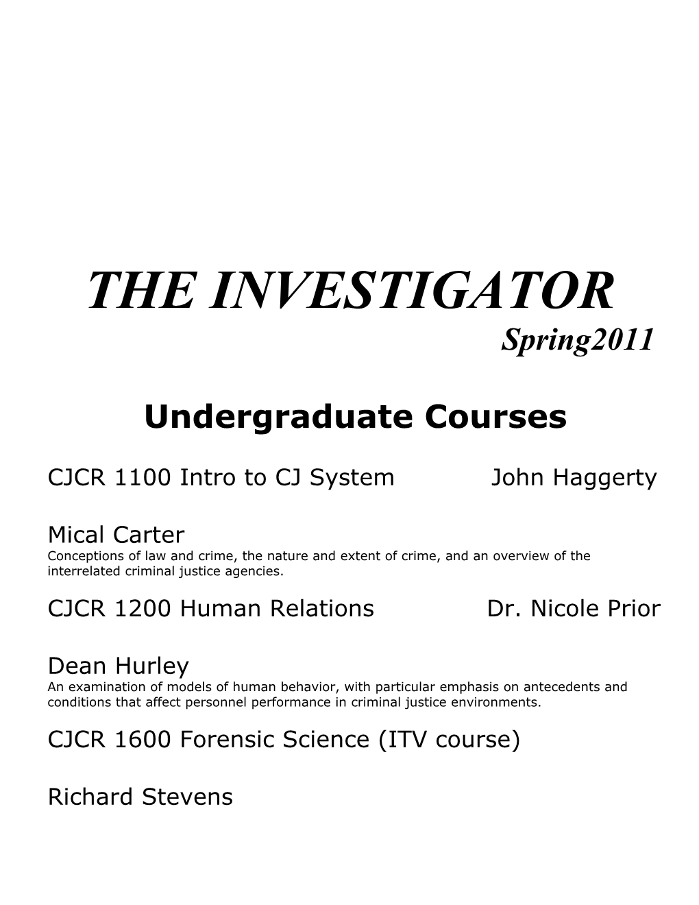Undergraduate Courses