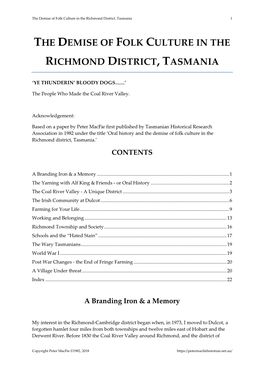 Richmond- Demise of Folk Culture