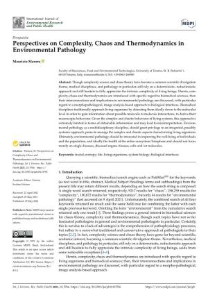 Perspectives on Complexity, Chaos and Thermodynamics in Environmental Pathology