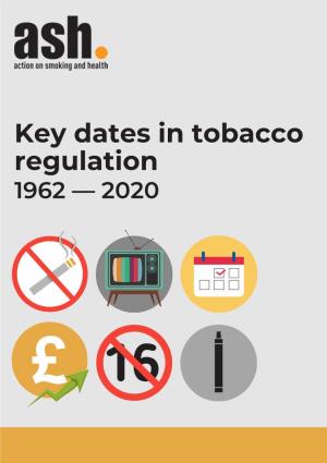 Key Dates in Tobacco Regulation 1962 — 2020