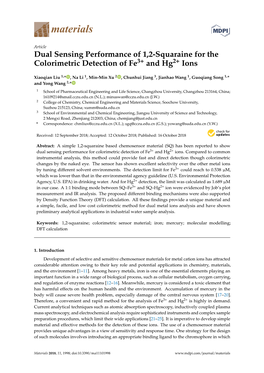 Dual Sensing Performance of 1,2-Squaraine for the Colorimetric Detection of Fe3+ and Hg2+ Ions