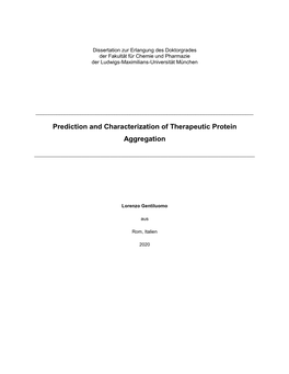 Prediction and Characterization of Therapeutic Protein Aggregation