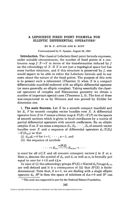 A Lefschetz Fixed Point Formula for Elliptic Differential Operators1