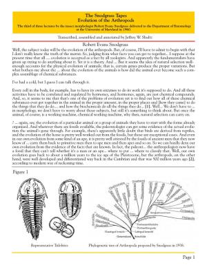 The Snodgrass Tapes Evolution of the Arthropods Robert Evans Snodgrass Page 1 Figure 1
