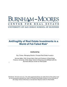 Antifragility of Real Estate Investments in a World of Fat-Tailed Risk*