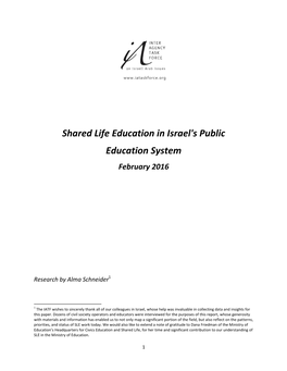 Shared Life Education in Israel's Public Education System